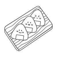 onigiri scarabocchio. giapponese cibo nel schizzo stile. asiatico cucina. mano disegnato vettore illustrazione isolato su bianca sfondo