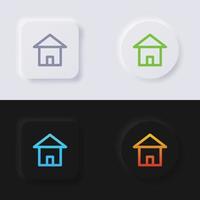 Casa simbolo pulsante icona impostare, multicolore neumorphism pulsante morbido ui design per ragnatela disegno, applicazione ui e Di più, pulsante, vettore. vettore