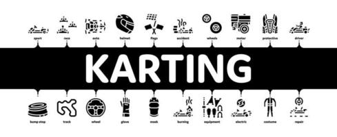 karting motorsport minimo Infografica bandiera vettore piatto