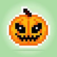 8 bit pixel di zucca di Halloween. verdure per risorse di gioco e schemi a punto croce nelle illustrazioni vettoriali. vettore