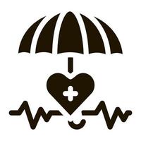 cuore cardio e ombrello icona vettore glifo illustrazione