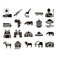 safari viaggio collezione elementi icone impostato vettore