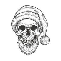 mano disegnato Santa Claus cranio. dettagliato vettore linea arte illustrazione