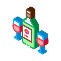 vino bottiglia isometrico icona vettore illustrazione