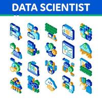 dati scienziato lavoratore isometrico icone impostato vettore