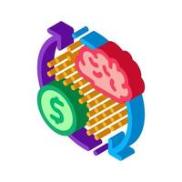 cervello ciclo e i soldi isometrico icona vettore illustrazione