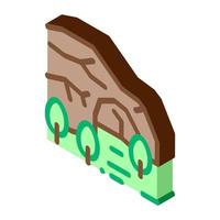 montagna grotta tra foresta isometrico icona vettore illustrazione