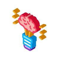 cervello idea lampada isometrico icona vettore illustrazione