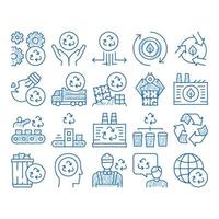 riciclare fabbrica ecologia industria icona mano disegnato illustrazione vettore