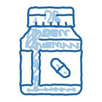 vitamina pillole contenitore scarabocchio icona mano disegnato illustrazione vettore