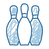 bowling birilli scarabocchio icona mano disegnato illustrazione vettore