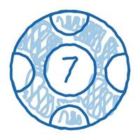 palla con numero scarabocchio icona mano disegnato illustrazione vettore