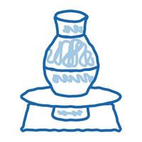 vaso su ceramica ruota scarabocchio icona mano disegnato illustrazione vettore