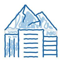 grattacielo edifici tra montagne scarabocchio icona mano disegnato illustrazione vettore