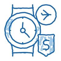 Acquista denaro contante orologio da polso dovere gratuito scarabocchio icona mano disegnato illustrazione vettore
