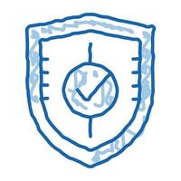 scudo guardia protezione approvato marchio scarabocchio icona mano disegnato illustrazione vettore