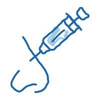 naso cosmetologia iniezione scarabocchio icona mano disegnato illustrazione vettore