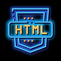 codifica linguaggio html sistema neon splendore icona illustrazione vettore