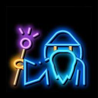 procedura guidata hold bacchetta magica neon splendore icona illustrazione vettore