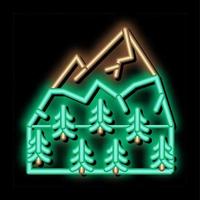 montagna landskape con vegetazione neon splendore icona illustrazione vettore