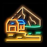 Residenziale edifici nel Highlands neon splendore icona illustrazione vettore