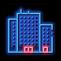 condominio Casa grattacielo neon splendore icona illustrazione vettore