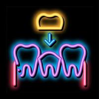 stomatologia dente corona neon splendore icona illustrazione vettore