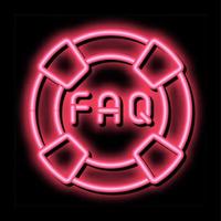 webshop FAQ neon splendore icona illustrazione vettore