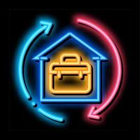 Astuccio nel casa con cerchio frecce neon splendore icona illustrazione vettore