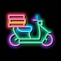 cibo consegna motociclo neon splendore icona illustrazione vettore