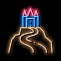 castello su collina neon splendore icona illustrazione vettore
