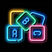 prescolastico formazione scolastica alfabeto blocchi neon splendore icona illustrazione vettore