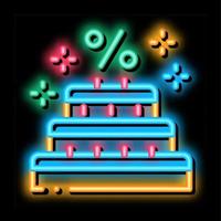 compleanno vendita sconto neon splendore icona illustrazione vettore