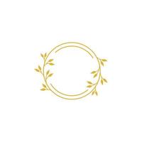 vettore floreale logo modello nel elegante e minimo stile con oro colore su grigio sfondo illustrazione. cerchio montatura loghi. per distintivi, etichette, logotipi e il branding attività commerciale identità.