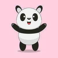 carino panda raccolta mano cartone animato su rosa sfondo. animale natura concetto. vettore illustrazione. eps 10.