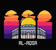 illustrazione vettore di al aqsa moschea nel tramonto Visualizza Perfetto per stampa, poster, banner, ecc.