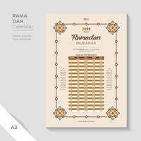 moderno islamico modello Ramadan calendario design modello per iftar orario. vettore