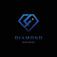 iniziale lettera numero quattro o numero 4 diamante icona logo design modello vettore