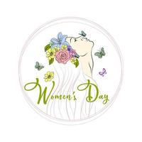 contento Da donna giorno. bellissimo silhouette di un' donna con farfalle e fiore ornamento. vettore illustrazione