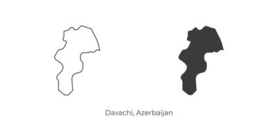 semplice illustrazione vettoriale della mappa di davachi, azerbaigian.