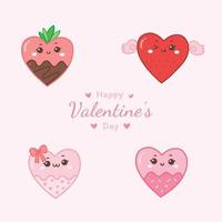 doodle kawaii elemento simpatico cartone animato cuore per san valentino. vettore