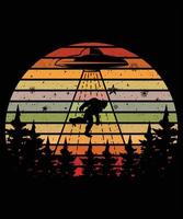 bigfoot ufo grafico vettore maglietta illustrazione