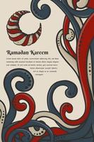 Ramadan kareem modello design con floreale e mezzaluna Luna mano disegnato sfondo design vettore