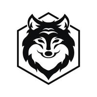 lupo testa nero logo icona design vettore illustrazione con poligono
