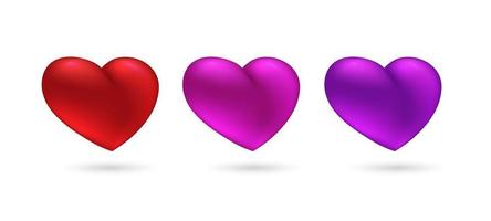 3d cuore imposta. collezione di realistico amore simboli. vettore illustrazione design elemento.