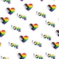 senza soluzione di continuità modello con nuovo lgbt bandiera, cuori, testo, fiore e bandiera. gay orgoglio. orgoglio mese. amore, LGBTQ vettore