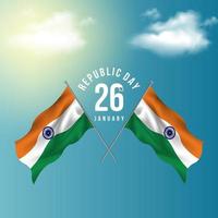 repubblica giorno di India con indiano bandiera Ashoka chakra 26th gennaio vettore