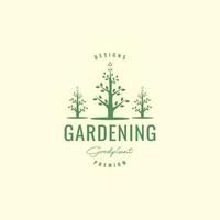 piantare giardinaggio tre albero verde fricchettone logo design vettore icona illustrazione modello