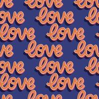 modello senza cuciture con amore messaggio con lettere a mano per felice giorno di San Valentino. illustrazione piatta colorata. vettore