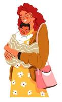 contento donna Tenere bambino piccolo bambino su mani vettore